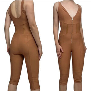 House of CB||Bodysuit Fitted Jumpsuit Romper Corset Brown Sexy Going Out XS